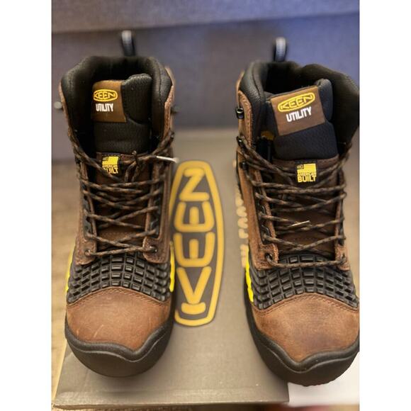 NEW Keen‎ Troy 6” Utility Boot Carbon Toe Size 12D ASTM F2413-18 Brown Leather - Picture 1 of 11